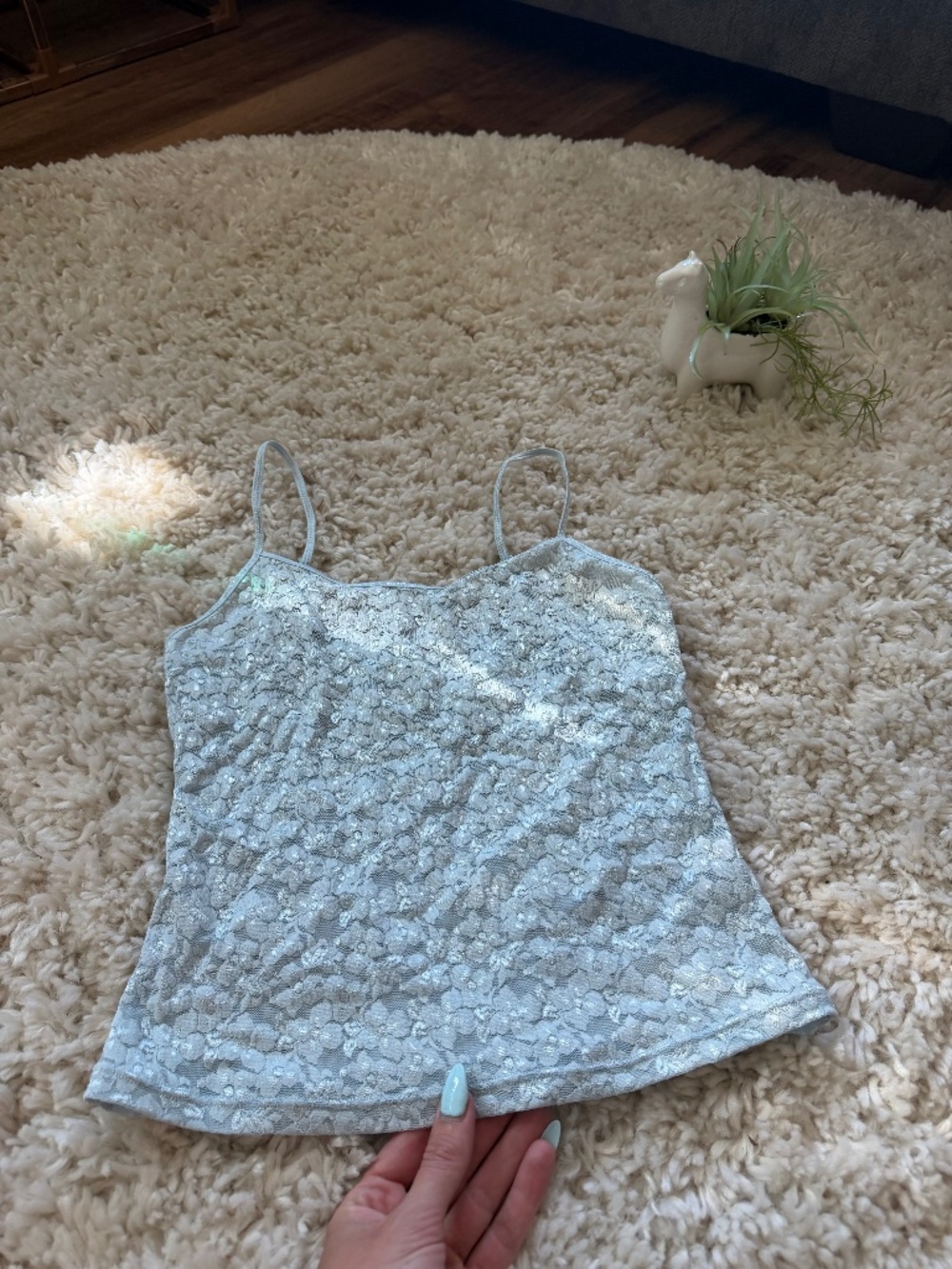 Light blue Jockey Light Blue Lace Camisole basic super cute mesh with Spaghetti
